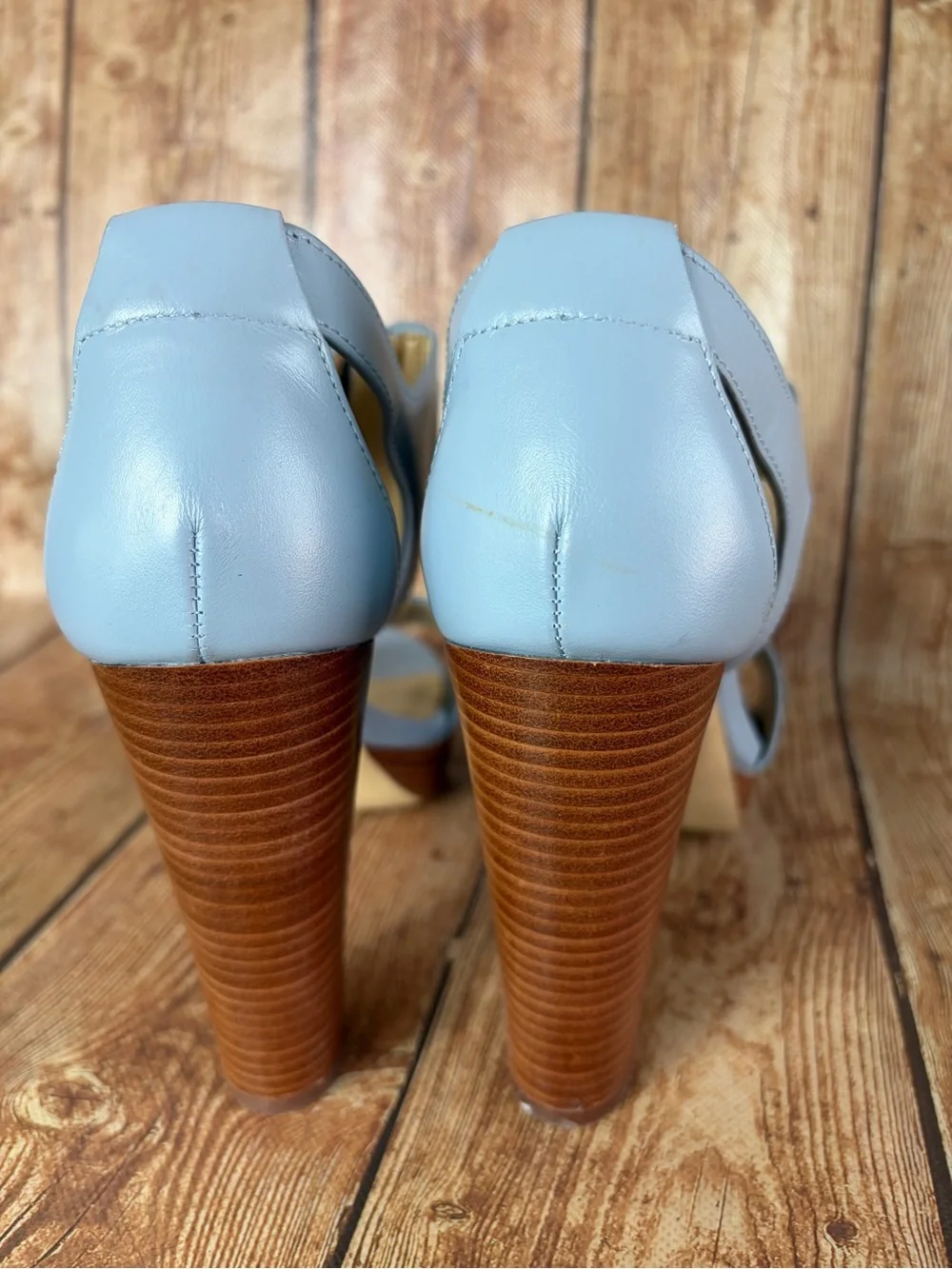 Michael Kors light blue block heel sandals size 6